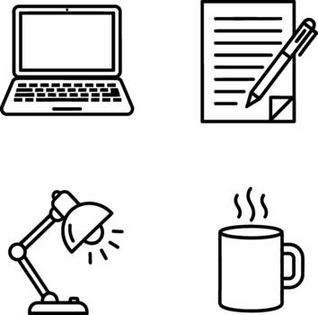 Modern office workspace icons for productivity and daily tasks vector