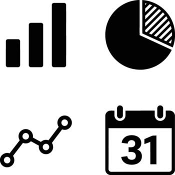 Essential Graphic Icons for Data Analysis, Business Planning and Statistics vector