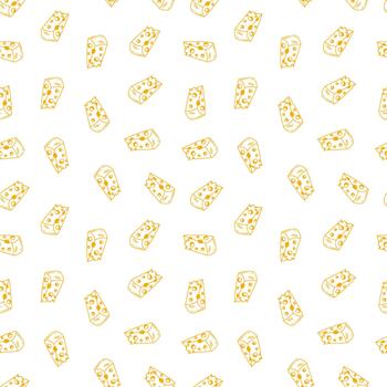 Dairy pattern background. Cheese doodle pattern background. Cheese design. Cheese style pattern. Cheese illustration pattern. Mozarella illustration background. Seamless Pattern of a Cheese vector