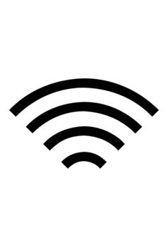 Fan shape curved wifi wireless signal. Radio waves broadcast internet symbol. Arced lines depicting a strong network. vector