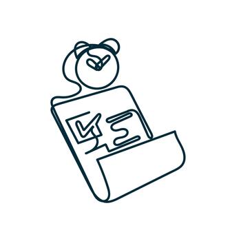 a clock and a paper with a check mark on it vector