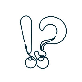 line art continuous line drawing exclamation and question mark vector