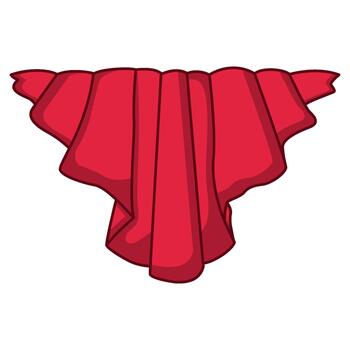 A cartoon style illustration of a red fabric cloth draped over something, creating a decorative and concealing effect vector