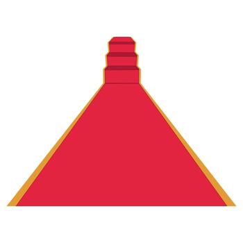 Flat red carpet with simple shapes leading to a small stairway, great for presentation and illustration vector