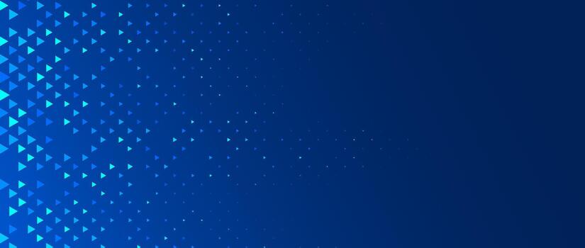Blue neon triangle texture. Glowing arrow geometric background. Tech triangular mosaic pattern wallpaper. Navy arrow halftone gradient for business booklet, science poster, healthcare banner. vector