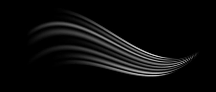 White wind lines effect. Air stream flow wave motion trace. Light curved speed element. Swoosh and swirl stripe path design illustration. Fresh air conditioner blow concept. Twirl background vector