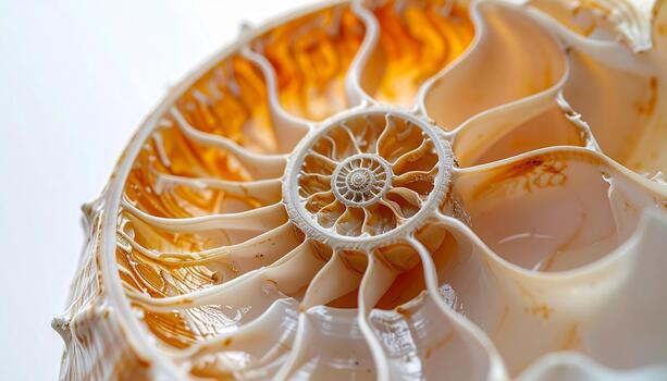 Nautilus Shell Cross Section Golden Ratio, Fibonacci Sequence photo