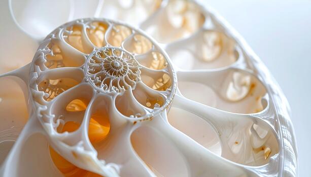 Nautilus Shell Section Golden Ratio, Fibonacci Sequence, elegant photo