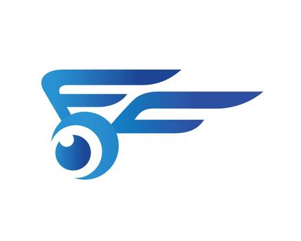 Dynamic Winged Eye Or Camera Lens Symbol For Vision Speed And Drone Symbolization vector