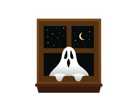 Scary Ghost Flashing within Window vector