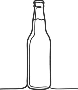 Continuous line art drawing of a beer bottle with cap design vector