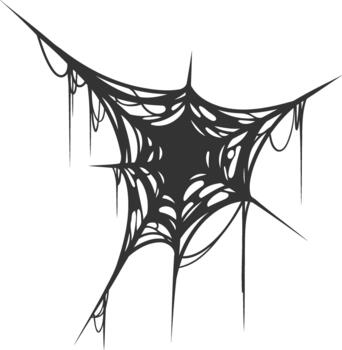 Spooky messy spider web design with dripping elements vector