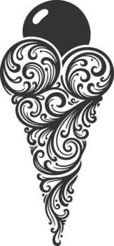 Elegant ice cream with intricate ornamental swirl cone design vector