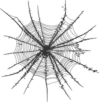 Cybernetic arachnid web with abstract digital details vector
