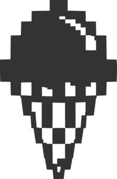 Retro 8 bit digital dessert graphic simple black and white vector