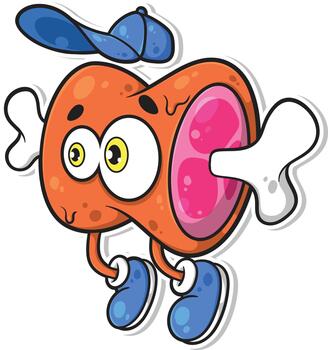 dibujos animados personaje de un humano hueso con un gorra y un hueso vector