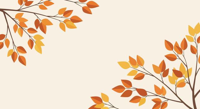 Autumn Leaves Branch Background with Empty Space vector