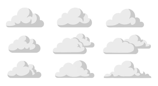 Various Flat Design Cloud Icons for Weather and Graphic Elements vector