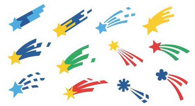 Abstract Collection of Stylized Shooting Star and Comet Icons vector