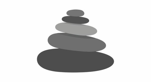 Minimalist Stack of Smooth Grey Zen Stones on White Background vector