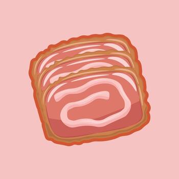 Slices of crispy bacon on a pink background vector