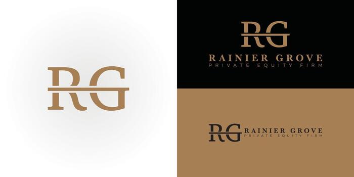 The sophisticated monogram logo features the intertwined letters RG in an elegant serif font. It is perfect for a private equity firm, as it conveys tradition, trust, and refined professionalism. vector