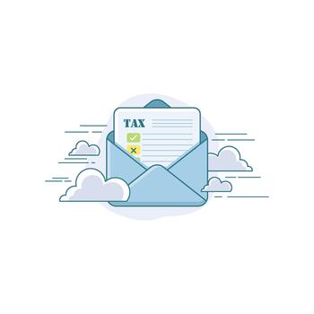 impuesto documento ilustración en abierto sobre con nube elementos vector