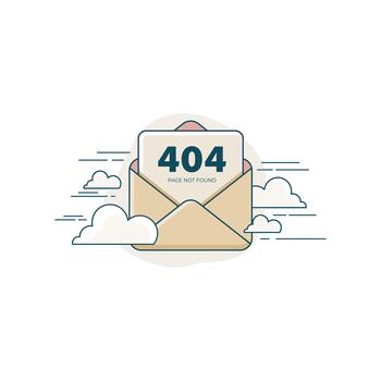 404 Error Page Not Found Illustration in Envelope Concept vector