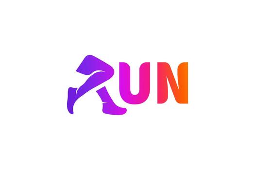 Stylized Running Legs Logo Gradient Run Text Design vector
