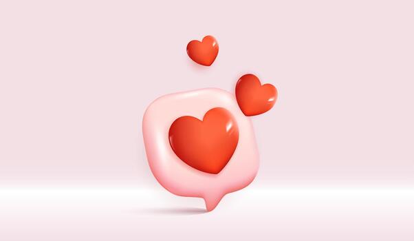 Heart icons in a speech bubble vector