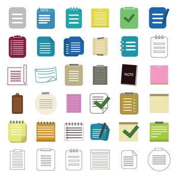 set of collection design of note icons with different shapes vector