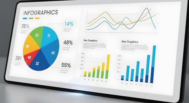 A tablet computer with a pie chart on it photo