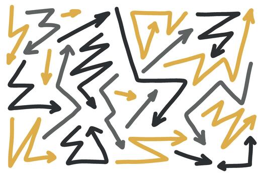 Doodle Arrow Set with Sharp Lines and Dynamic Shapes vector