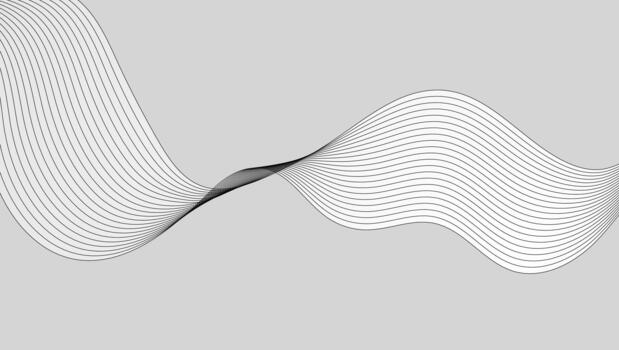 Abstract white black curved linear waves minimal elegant background vector