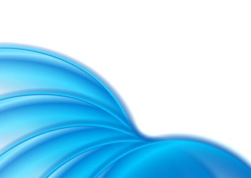 Abstract blue smooth glossy waves blurred background vector