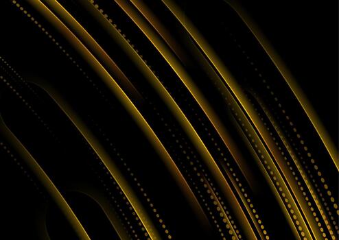 Orange smooth glowing stripes and dotted lines abstract tech background vector