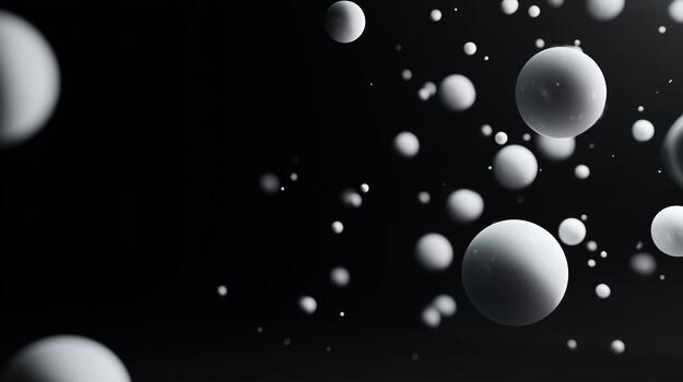 Floating white spheres create a dynamic visual effect against a dark background photo