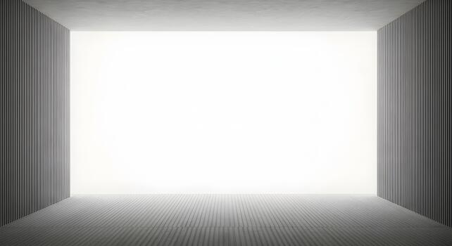 Minimalist Architectural Interior with Bright Light Emerging from Void Space and Striped Walls photo