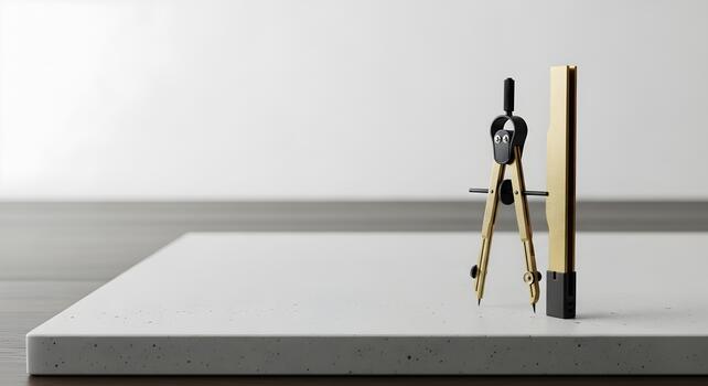 Drafting tools on a table ready for precision work in architecture or design project studio setup photo
