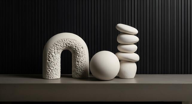 Minimalist Still Life with Geometric Shapes and Neutral Tones for Modern Decoration and Design photo