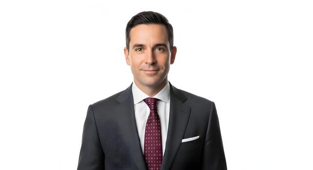 Professional Businessman Portrait on White Background Confident Executive Smiling In Business Attire photo