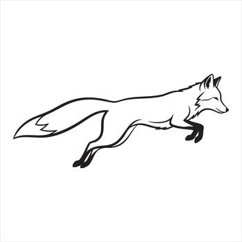Running fox outline on white background illustration design element vector