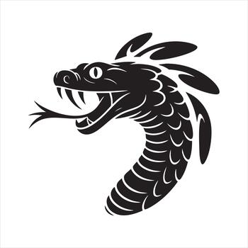 Snake head with open mouth showing fangs and tongue on white background vector