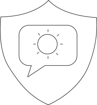 contorno de un proteger conteniendo un charla burbuja con un Dom dentro vector