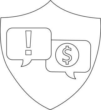 proteger con charla burbujas uno con un exclamación punto uno con un dólar firmar vector