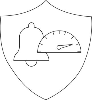 A shield with a bell and a gauge vector