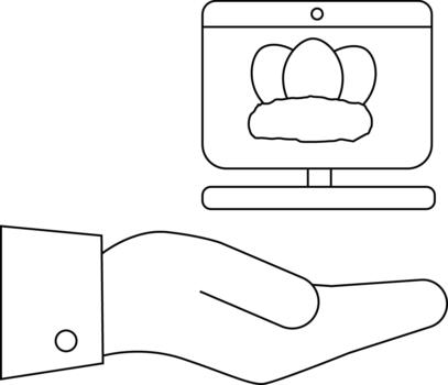un mano sostiene un computadora pantalla mostrando huevos en un nido vector