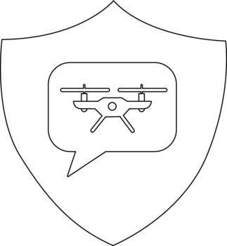 Shield with drone inside speech bubble vectorstyle vector