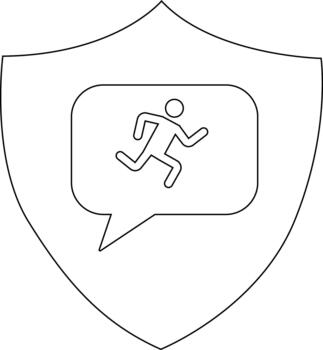 línea dibujo proteger con habla burbuja dentro corredor figura dentro burbuja vector