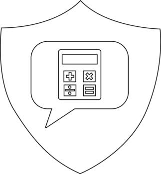 un proteger con un calculadora dentro un charla burbuja en el centrar vector